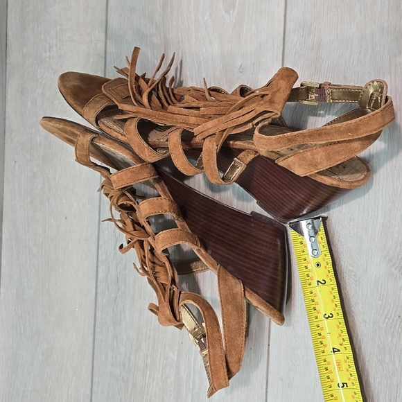 Sam Edelman Women Sandra Fringe Leather Wedge Sandals Shoes Sz 9 - Picture 7 of 11